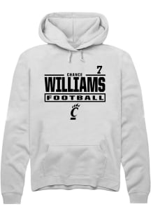 Chance Williams Cincinnati Bearcats Mens White Football NIL Stacked Box Player Hood