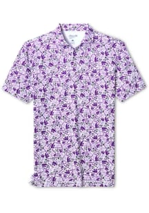Johnnie O K-State Wildcats Mens Purple Galvin All Over Team Print Short Sleeve Fashion Polo