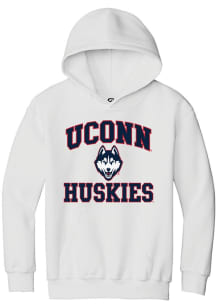 Summit Sportswear UConn Huskies Youth White No 1 Neutral Long Sleeve Hoodie