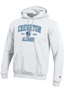 Champion Creighton Bluejays Mens White Est Alumni Powerblend Long Sleeve Hoodie