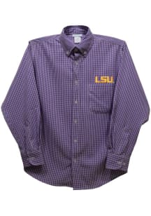 Vive La Fete LSU Tigers Toddler Purple Gingham Long Sleeve Polo