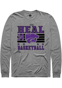 Tess Heal K-State Wildcats Grey NIL Striped Long Sleeve Player T Shirt