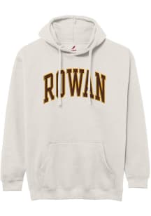 Rowan University Mens Oatmeal Jersey Arch Name Essential Long Sleeve Hoodie