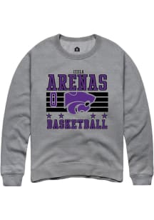 Izela Arenas K-State Wildcats Mens Grey NIL Striped Player Crew