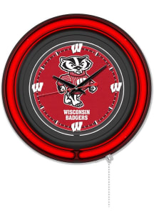 Wisconsin Badgers Mascot Double Neon Wall Clock