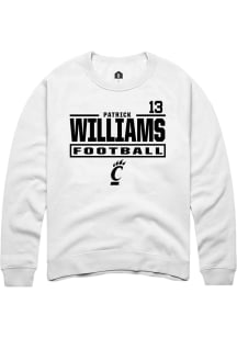 Patrick Williams Cincinnati Bearcats Mens White Football NIL Stacked Box Player Crew