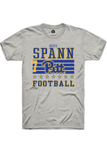 Deuce Spann Pitt Panthers Ash Football NIL Striped Short Sleeve Player T Shirt
