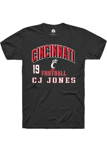Cj Jones Cincinnati Bearcats Black Football NIL Arch Logo Short Sleeve Player T Shirt