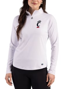Cutter and Buck Cincinnati Bearcats Womens White Prospect Eco Qtr Zip