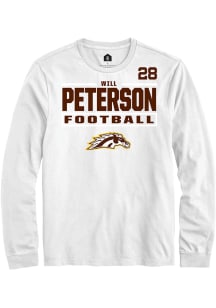 Will Peterson Western Michigan Broncos White Football NIL Stacked Box Long Sleeve Player T Shirt
