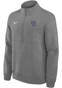 Nike UConn Huskies Mens Grey Heather UC Long Sleeve Qtr Zip Pullover