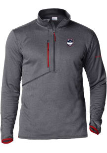 Columbia UConn Huskies Mens Red Heat Seal Park View Fleece Long Sleeve Qtr Zip Pullover