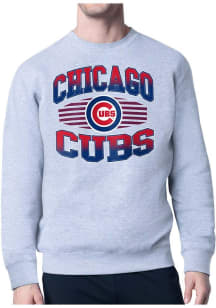 Starter Chicago Cubs Mens Grey Team Grit Long Sleeve Crew Sweatshirt