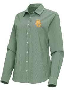 Antigua Baylor Bears Womens Porter Long Sleeve Green Dress Shirt