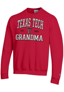 Champion Texas Tech Red Raiders Mens Red Est. Date Grandma Powerblend Long Sleeve Crew Sweatshirt