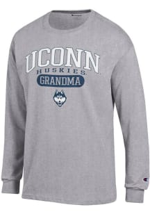 Champion UConn Huskies Grey Pill Box Grandma Jersey Long Sleeve T Shirt