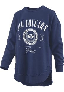 Pressbox BYU Cougars Womens Navy Blue Melange Crew Sweatshirt