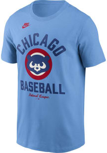 Nike Chicago Cubs Light Blue Cooperstown Arched Name Baseball Short Sleeve T Shirt