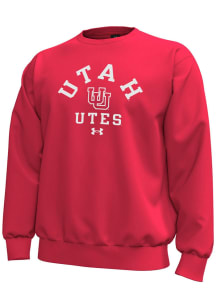Under Armour Utah Utes Mens Red Number One Design Long Sleeve Crew Sweatshirt