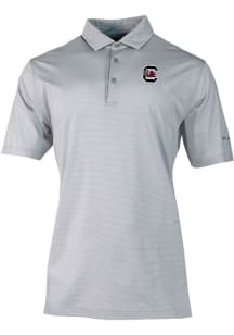 Columbia South Carolina Gamecocks Mens Grey Heat Seal Double Hit Short Sleeve Polo