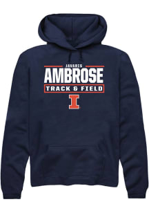 Javaris Ambrose Illinois Fighting Illini Mens Navy Blue NIL Stacked Box Player Hood