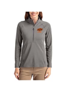 Cutter and Buck Oklahoma State Cowboys Womens Graphite Alumni Adapt Eco Qtr Zip Pullover