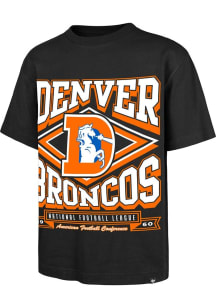 47 Denver Broncos Black Retro Heater Foundation Short Sleeve Fashion T Shirt