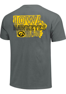 Iowa Hawkeyes Charcoal Dad State Outline Short Sleeve T Shirt