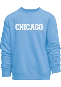 Chicago Womens Blue chenille Chicago appliqué Crew Sweatshirt