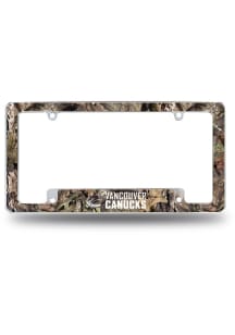 Vancouver Canucks Camo Mossy Oak All Over Chrome License Plate Frame - White
