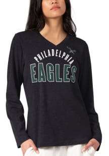 Starter Philadelphia Eagles Womens Black Distressed LS Tee