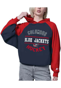 Starter Columbus Blue Jackets Womens Blue Bootleg Hooded Sweatshirt