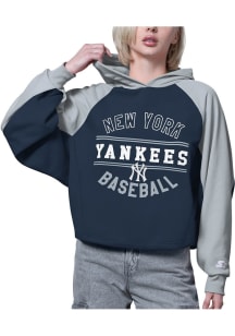 Starter New York Yankees Womens Navy Blue Bootleg Hooded Sweatshirt