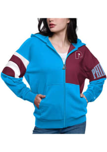 Starter Philadelphia Phillies Womens Light Blue Curve Ball Long Sleeve Full Zip Jacket