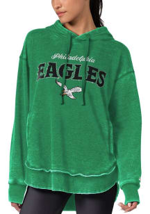Starter Philadelphia Eagles Womens Kelly Green Burnout Rhinestone Hooded Sweatshirt