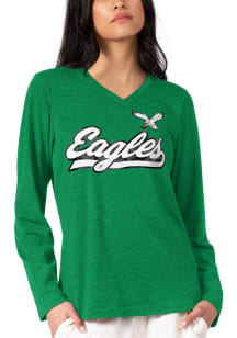 Starter Philadelphia Eagles Womens Kelly Green Foil LS Tee