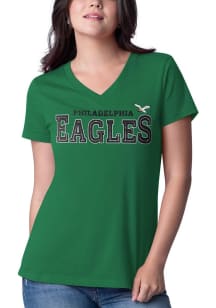 Starter Philadelphia Eagles Womens Kelly Green Team Rhinestone Short Sleeve T-Shirt