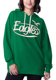 Starter Philadelphia Eagles Womens Kelly Green Drop Shoulder Hooded Sweatshirt