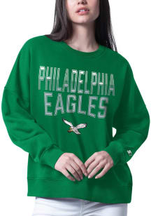 Starter Philadelphia Eagles Womens Kelly Green Drop Shoulder Crew Sweatshirt