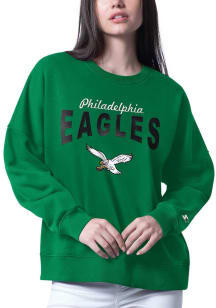 Starter Philadelphia Eagles Womens Kelly Green Drop Embroidered Crew Sweatshirt