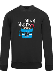 Levelwear Miami Marlins Mens Black Zane Mellow Long Sleeve Crew Sweatshirt