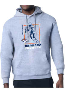 Starter Denver Broncos Mens Grey Grid Long Sleeve Hoodie
