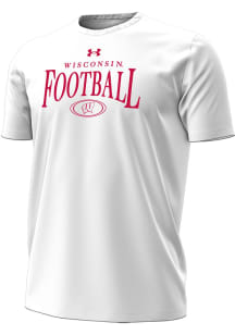Under Armour Wisconsin Badgers White Football Performance Cotton Short Sleeve T Shirt
