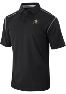 Columbia Colorado Buffaloes Mens Black Heat Seal Omni Wick Shotgun Short Sleeve Polo