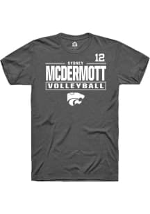 Sydney McDermott K-State Wildcats Dark Grey NIL Stacked Box Short Sleeve Player T Shirt