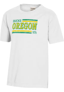 ComfortWash Oregon Ducks Youth White Striped Garment Dyed Short Sleeve T-Shirt