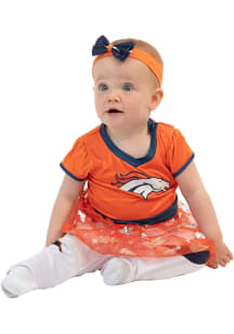 Denver Broncos Infant Girls Orange #1 Fan Set Top and Bottom