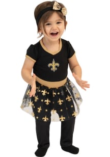 New Orleans Saints Infant Girls Black #1 Fan Set Top and Bottom