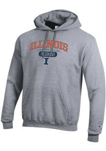 Champion Illinois Fighting Illini Mens Grey Pill Alumni Powerblend Long Sleeve Hoodie