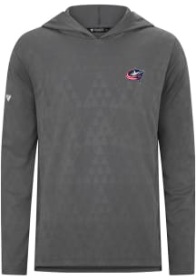 Levelwear Columbus Blue Jackets Mens Ash 0 3D Embroidered Patch Long Sleeve Lightweight Hoodie